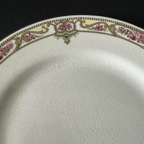 Johnson Brothers China Bread & Butter Plate, Pink Roses, Tan Scrolls, Green VTG - Picture 2 of 7